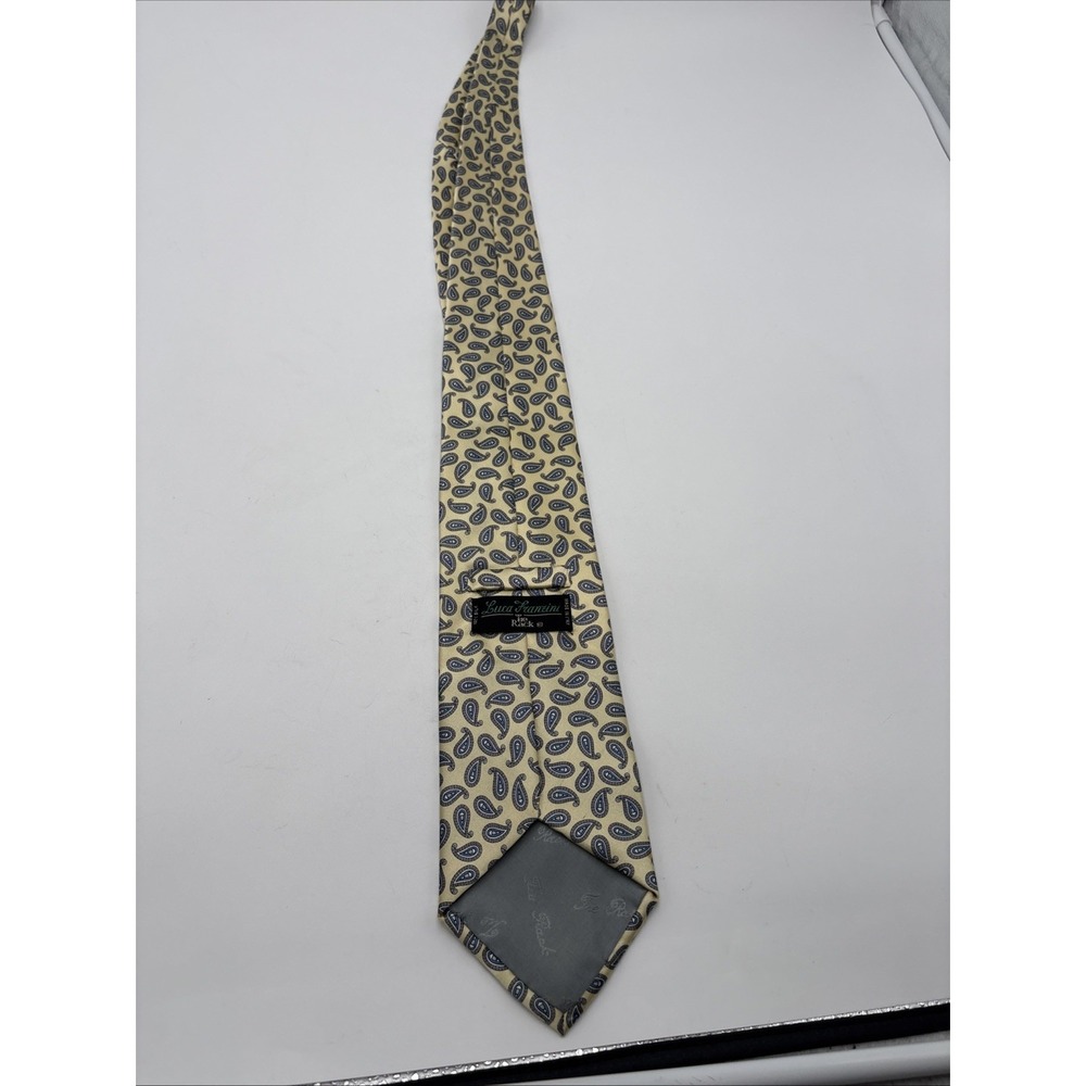 Luca Franzini Made In‎ Italy Tie Rack 100% Silk Gold Paisley 60in By 3.5in